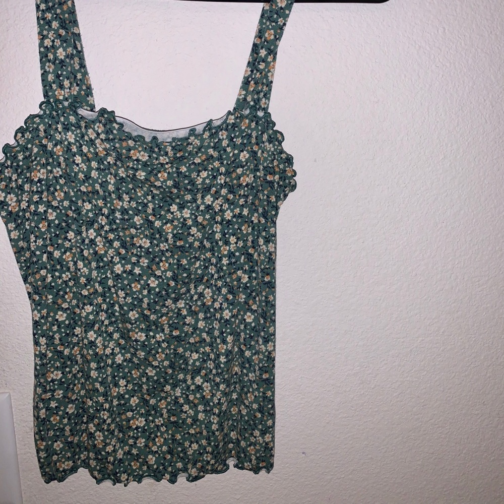 Floral green tank